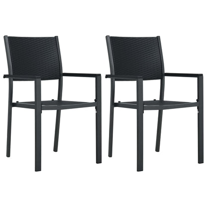 vidaXL Gartenstühle 2 Stk. Schwarz Kunststoff Rattan-Optik