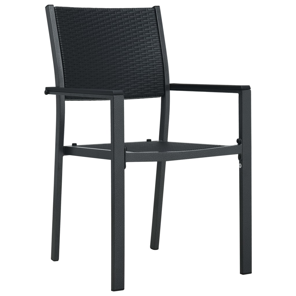vidaXL Gartenstühle 2 Stk. Schwarz Kunststoff Rattan-Optik