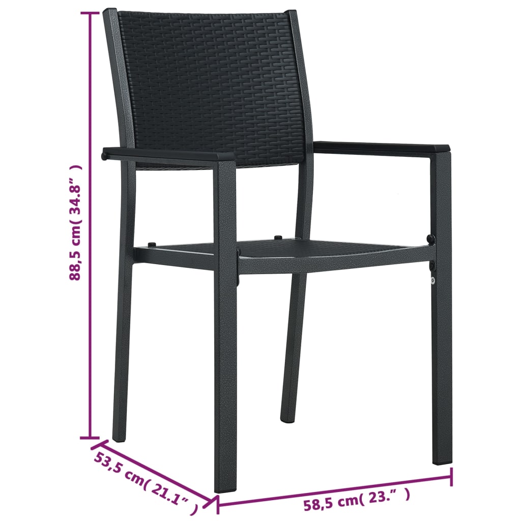 vidaXL Gartenstühle 2 Stk. Schwarz Kunststoff Rattan-Optik