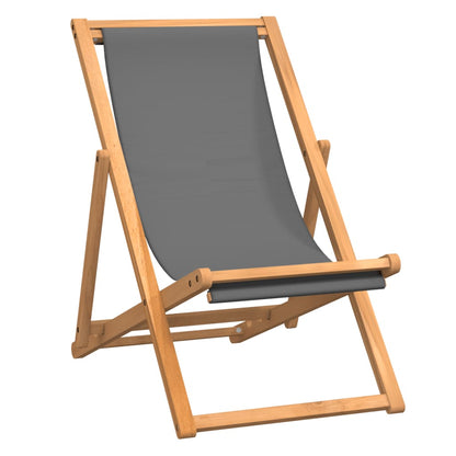 vidaXL Strandstuhl Klappbar Massivholz Teak Grau