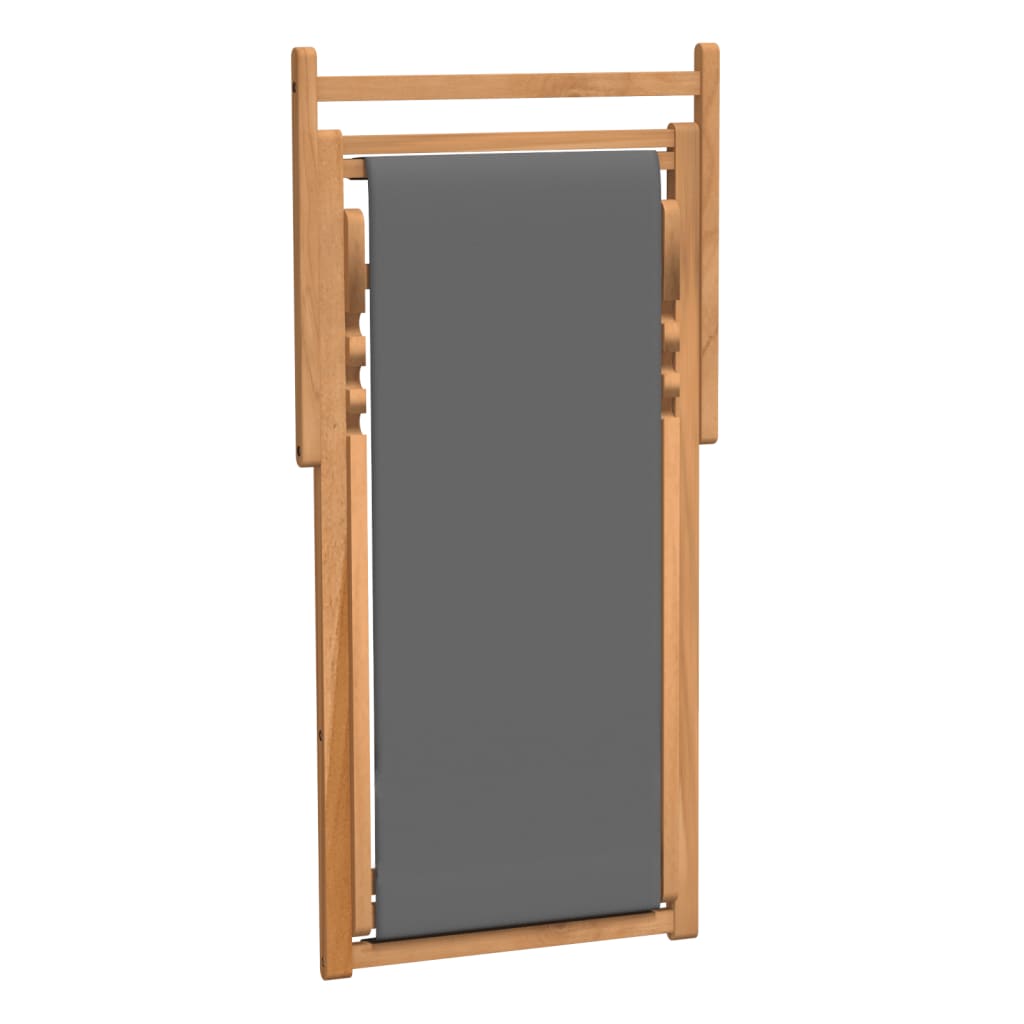 vidaXL Strandstuhl Klappbar Massivholz Teak Grau