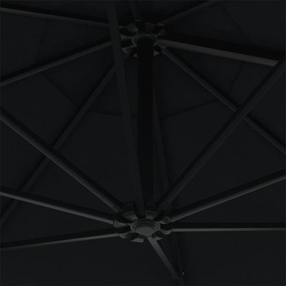 vidaXL Sonnenschirm zur Wandmontage mit Metall-Mast 300 cm Schwarz