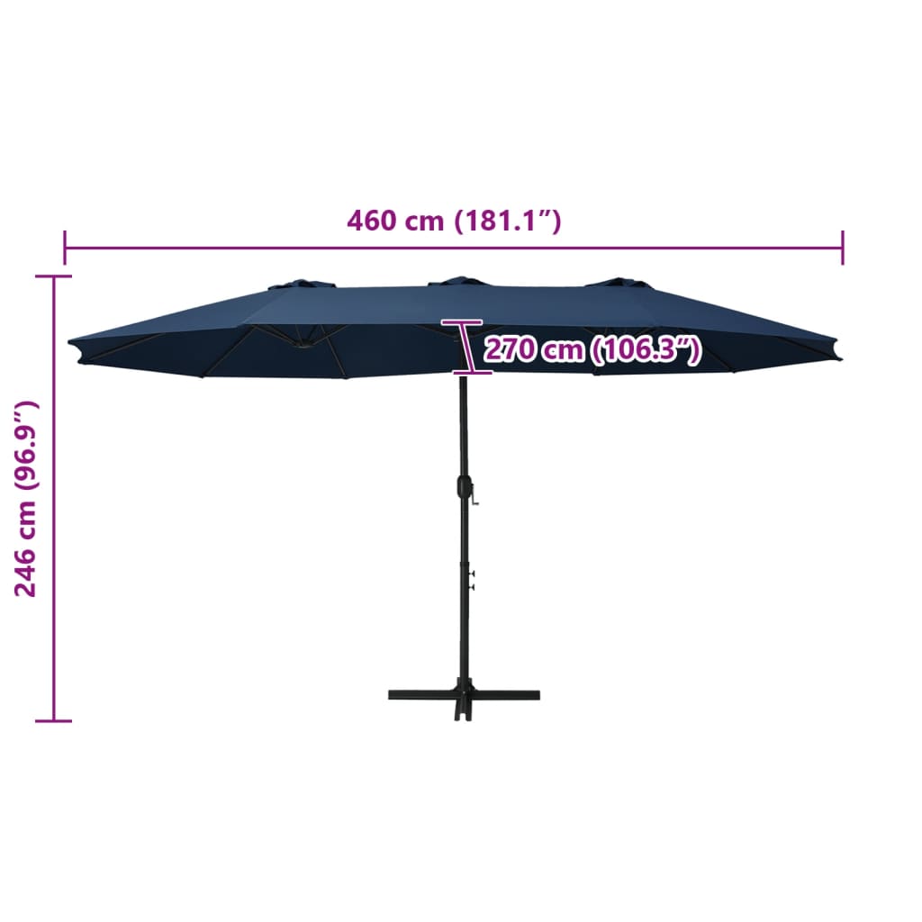vidaXL Sonnenschirm mit Aluminium-Mast 460x270 cm Blau