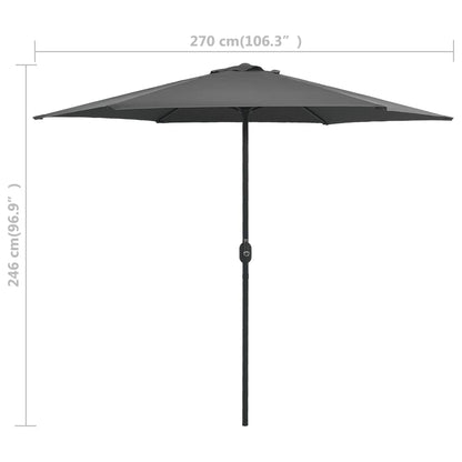 vidaXL Sonnenschirm mit Aluminium-Mast 270x246 cm Anthrazit