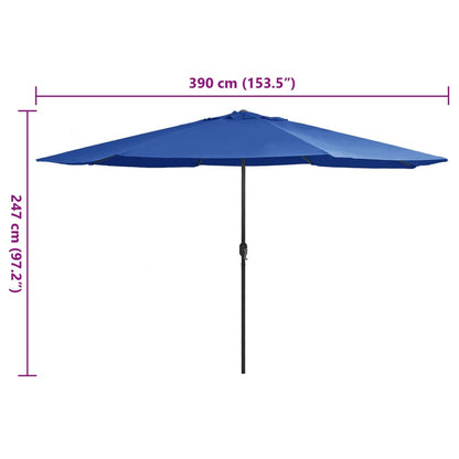 vidaXL Sonnenschirm mit Metall-Mast 390 cm Azurblau