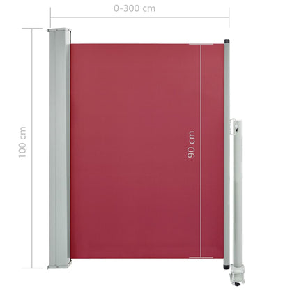 vidaXL Ausziehbare Seitenmarkise 100x300 cm Rot