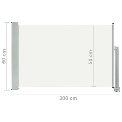 vidaXL Ausziehbare Seitenmarkise 60×300 cm Creme