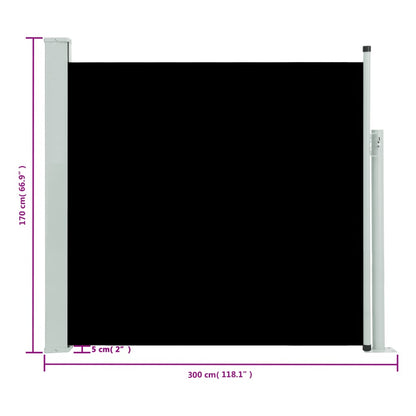 vidaXL Ausziehbare Seitenmarkise 170×300 cm Schwarz