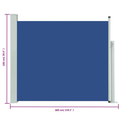 vidaXL Ausziehbare Seitenmarkise 100x300 cm Blau