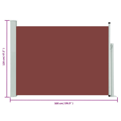 vidaXL Ausziehbare Seitenmarkise 120×500 cm Braun
