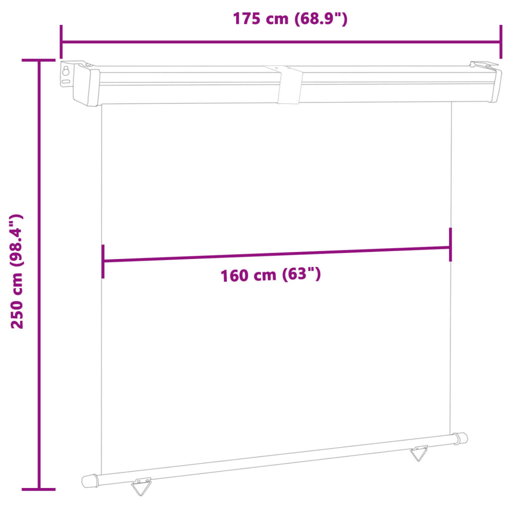 vidaXL Balkon-Seitenmarkise 175x250 cm Grau