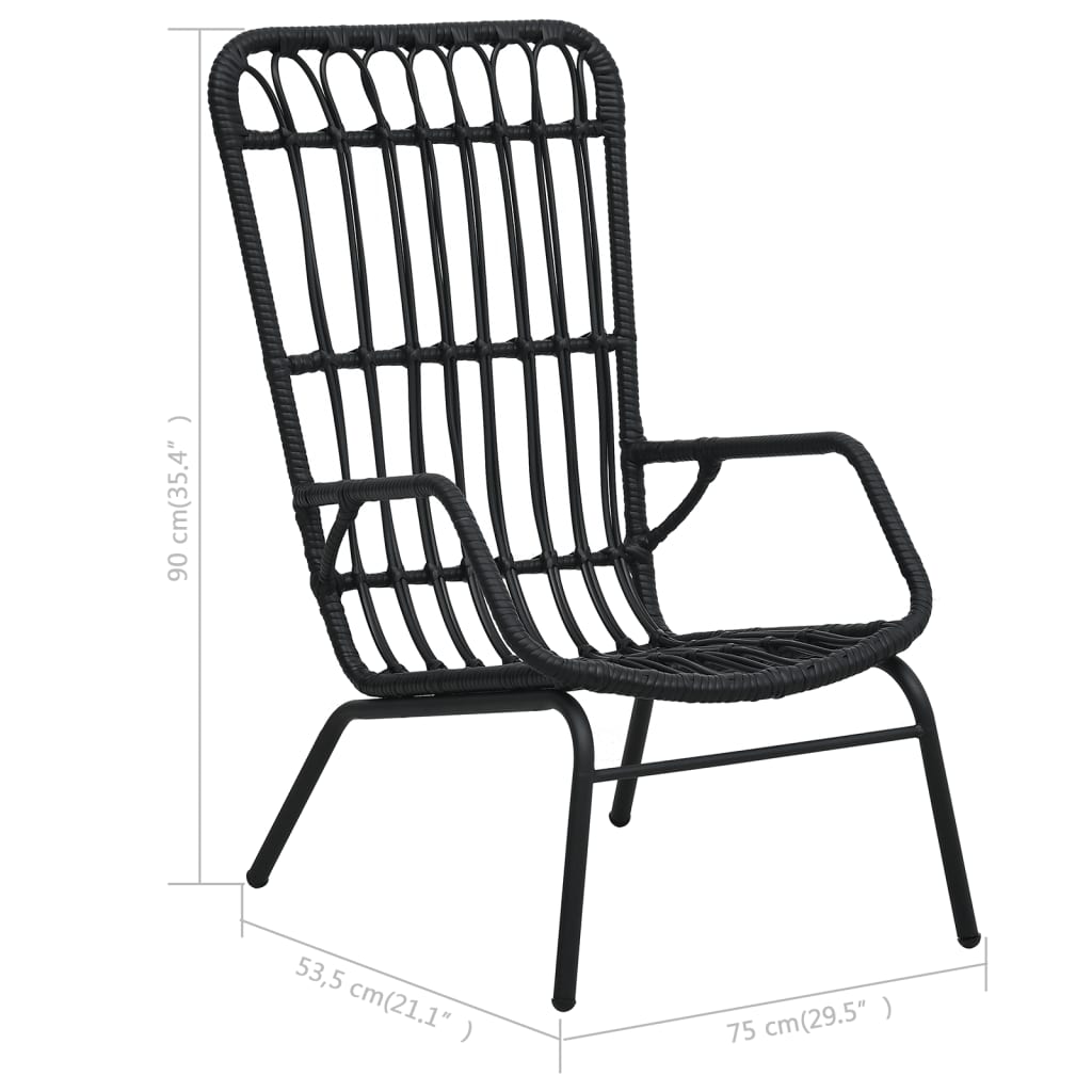vidaXL Gartenstuhl Poly Rattan Schwarz