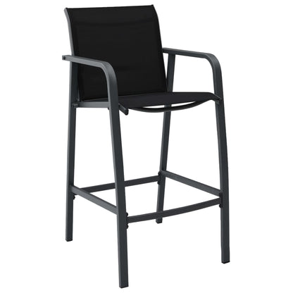 vidaXL Garten-Barstühle 2 Stk. Schwarz Textilene
