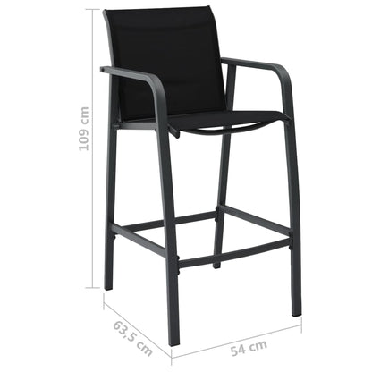 vidaXL Garten-Barstühle 2 Stk. Schwarz Textilene