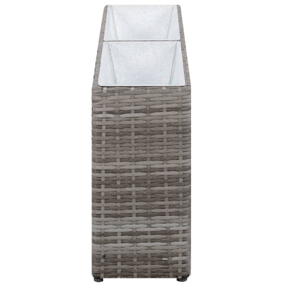 Garten-Hochbeet mit 2 Töpfen 90 x 20 x 40 cm Poly Rattan Grau