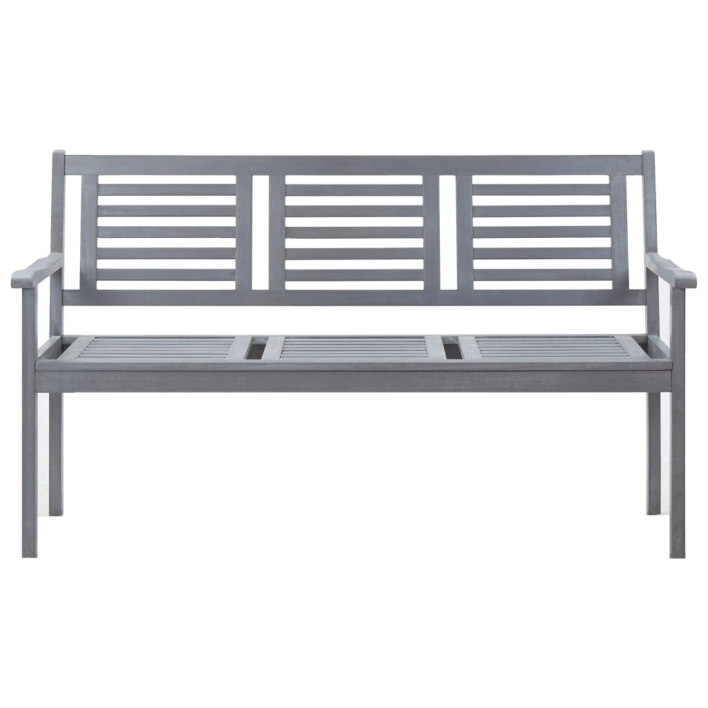 vidaXL Gartenbank 3-Sitzer 150 cm Grau Massivholz Eukalyptus