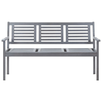 vidaXL Gartenbank 3-Sitzer 150 cm Grau Massivholz Eukalyptus