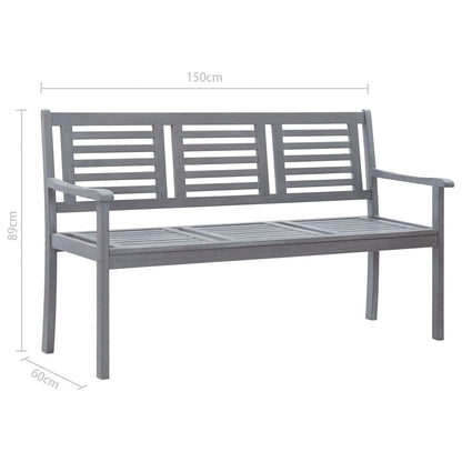 vidaXL Gartenbank 3-Sitzer 150 cm Grau Massivholz Eukalyptus