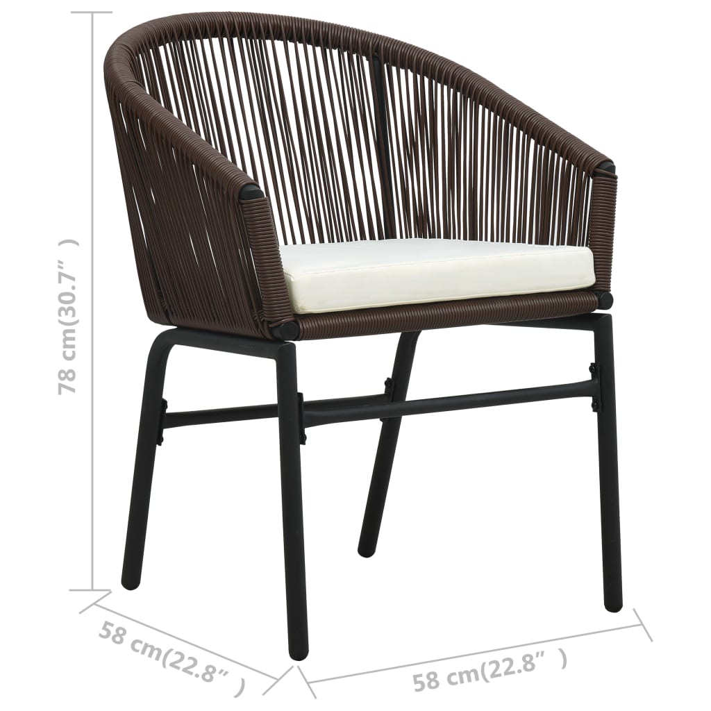 vidaXL Gartenstühle 2 Stk. Braun PE-Rattan