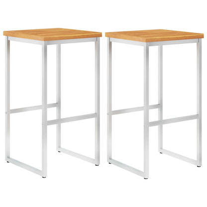 vidaXL Barhocker 2 Stk. Massivholz Akazie und Edelstahl