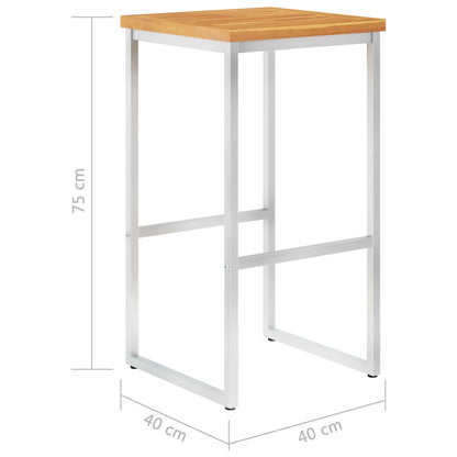 vidaXL Barhocker 2 Stk. Massivholz Akazie und Edelstahl