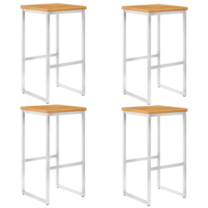 vidaXL Barhocker 4 Stk. Massivholz Akazie und Edelstahl