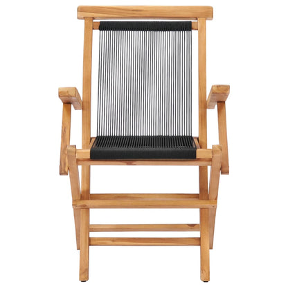 vidaXL Klappbare Gartenstühle 2 Stk. Massivholz Teak und Seil