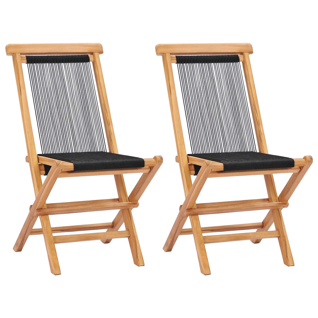vidaXL Klappbare Gartenstühle 2 Stk. Massivholz Teak und Seil