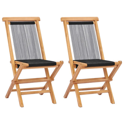 vidaXL Klappbare Gartenstühle 2 Stk. Massivholz Teak und Seil