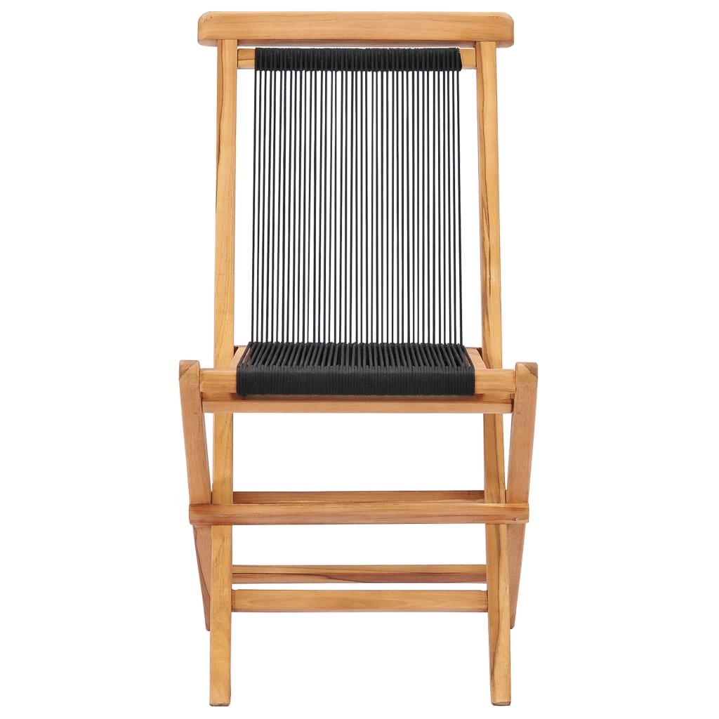 vidaXL Klappbare Gartenstühle 2 Stk. Massivholz Teak und Seil