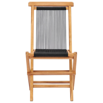 vidaXL Klappbare Gartenstühle 2 Stk. Massivholz Teak und Seil