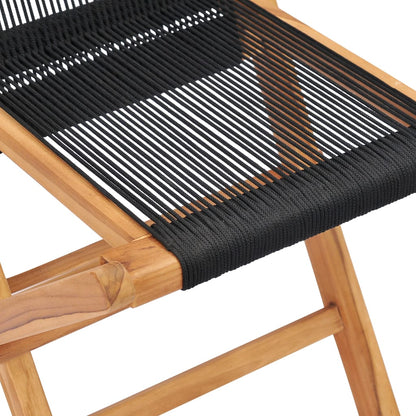 vidaXL Klappbare Gartenstühle 2 Stk. Massivholz Teak und Seil