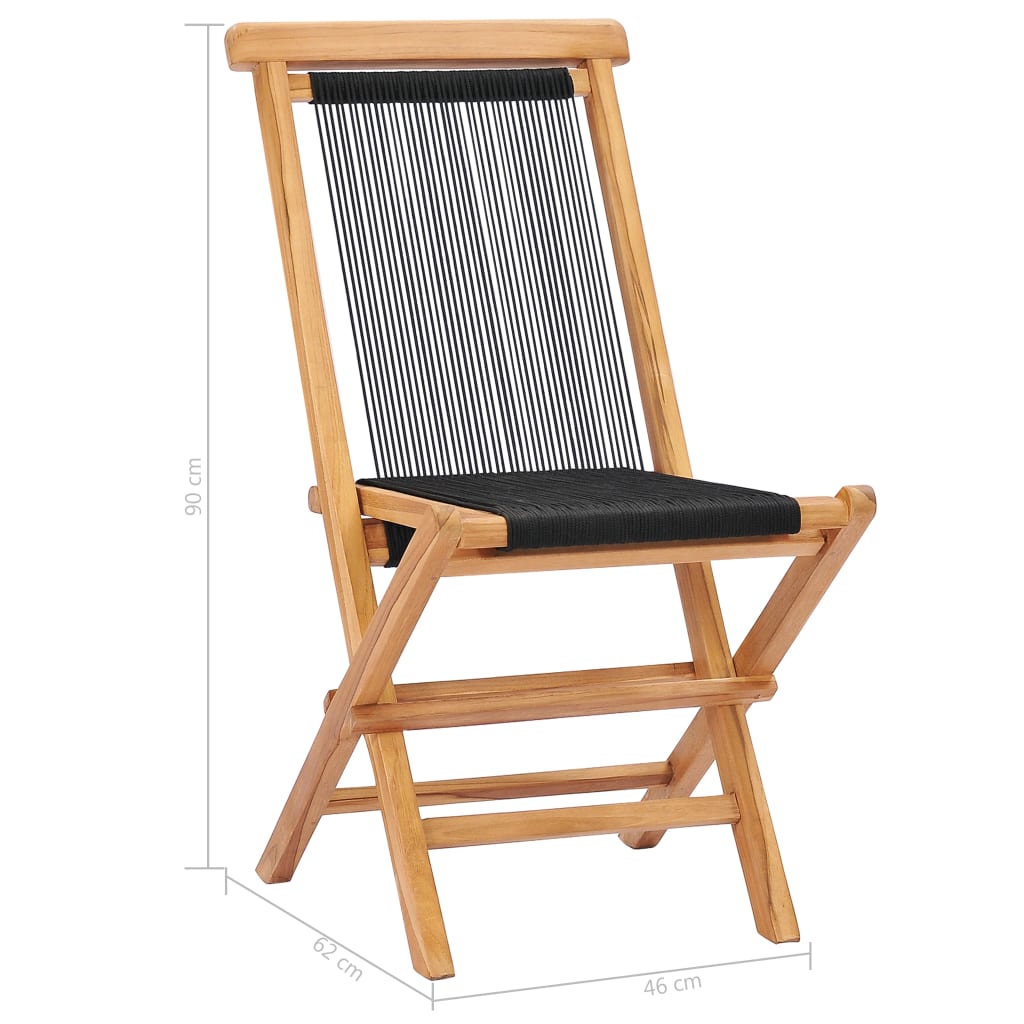 vidaXL Klappbare Gartenstühle 2 Stk. Massivholz Teak und Seil