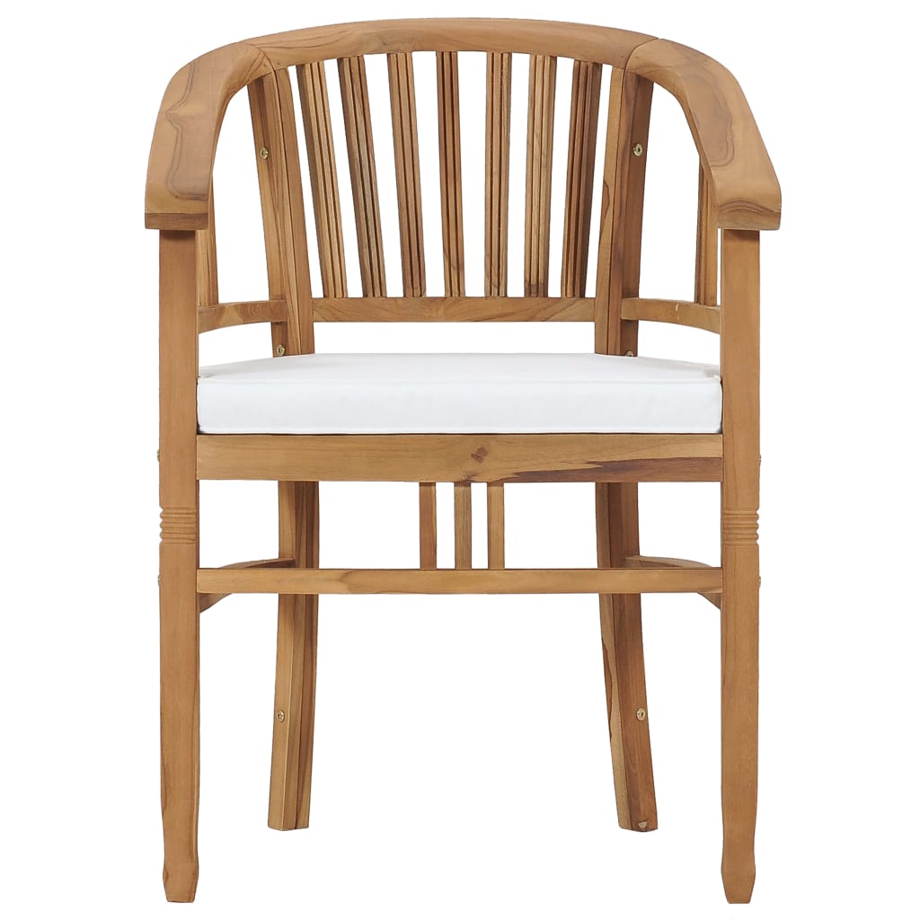 vidaXL Gartenstühle mit Kissen 2 Stk. Teak Massivholz