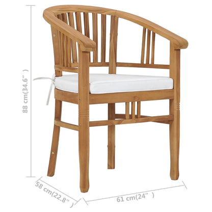 vidaXL Gartenstühle mit Kissen 2 Stk. Teak Massivholz