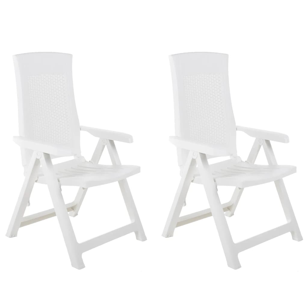 vidaXL Verstellbare Gartenstühle 2 Stk. Kunststoff Weiß