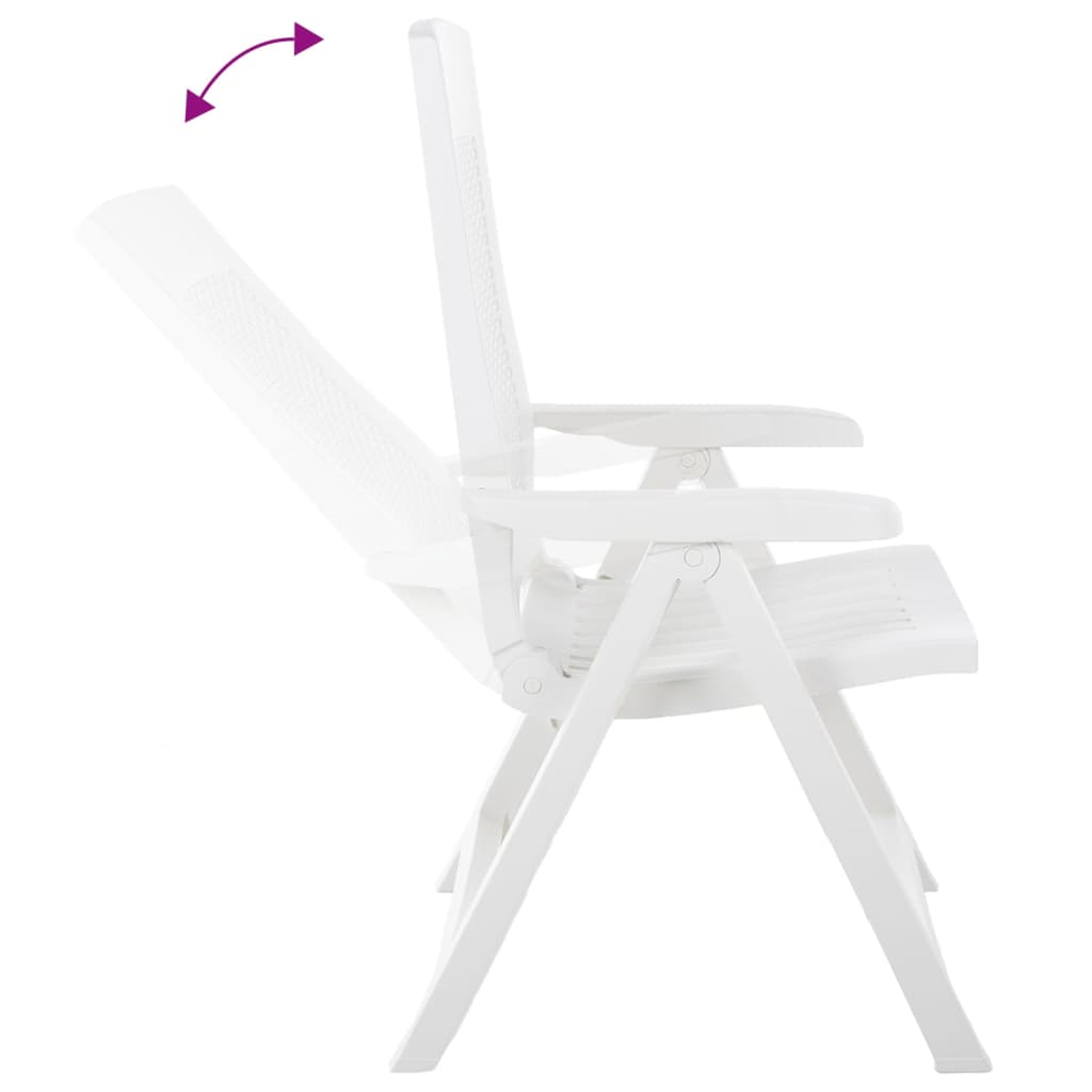 vidaXL Verstellbare Gartenstühle 2 Stk. Kunststoff Weiß