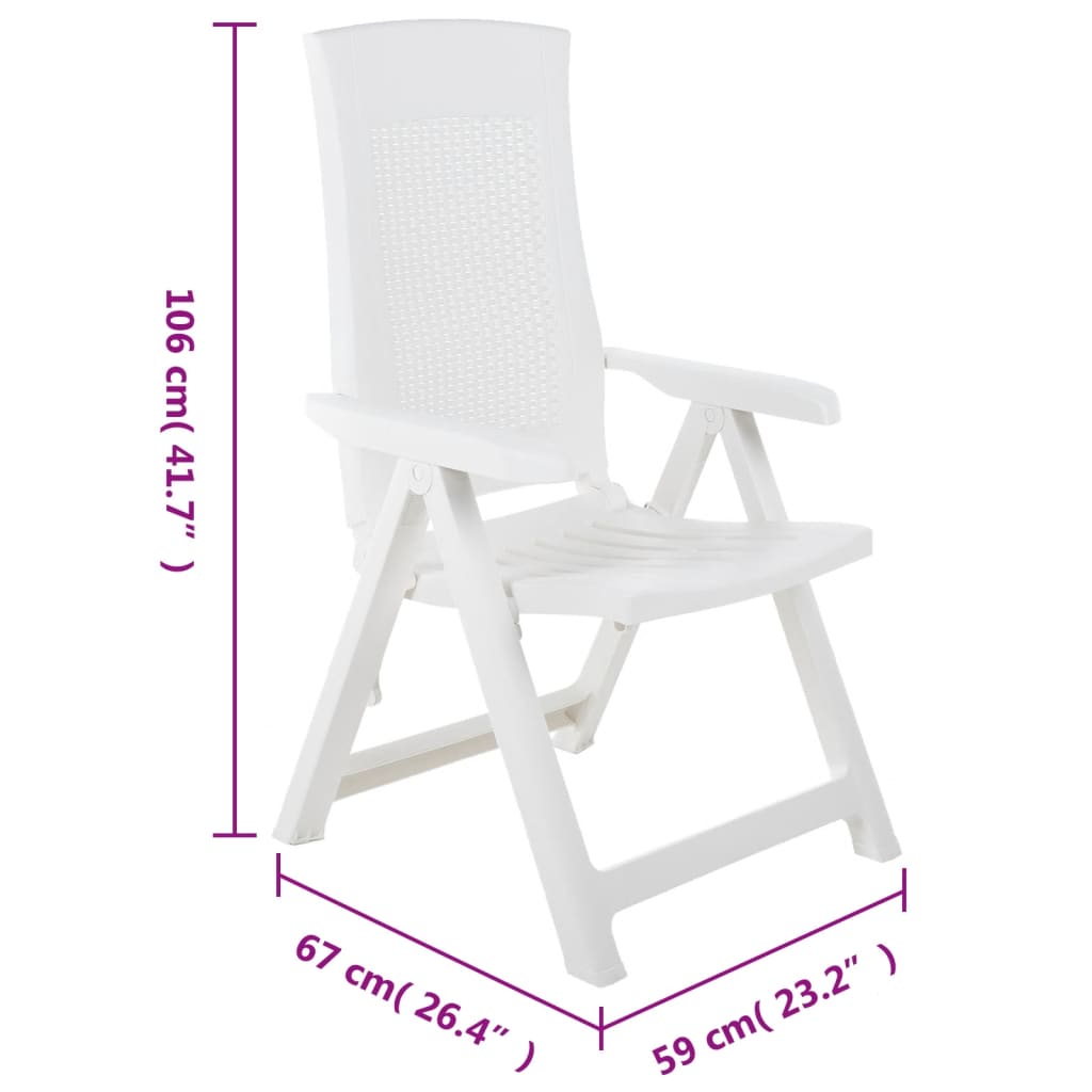 vidaXL Verstellbare Gartenstühle 2 Stk. Kunststoff Weiß