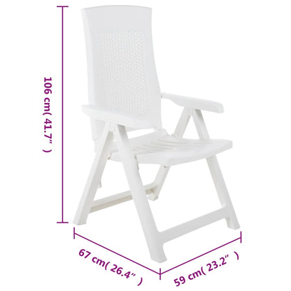vidaXL Verstellbare Gartenstühle 2 Stk. Kunststoff Weiß