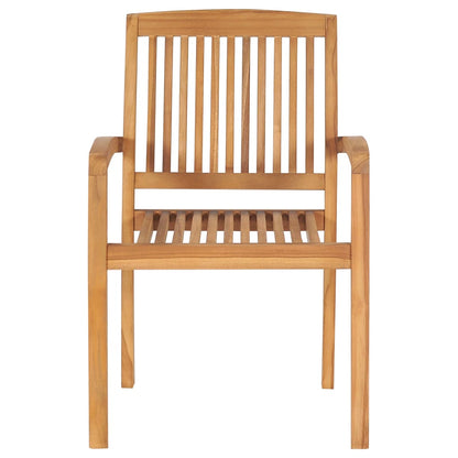 vidaXL Garten-Essstühle 2 Stk. Stapelbar Teak Massivholz