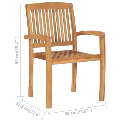 vidaXL Garten-Essstühle 2 Stk. Stapelbar Teak Massivholz