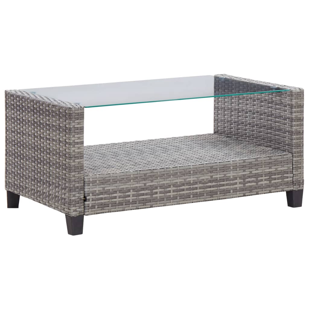 vidaXL 6-tlg. Garten-Sofagarnitur mit Auflagen Poly Rattan Dunkelgrau