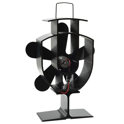vidaXL Ofenventilator Wärmebetrieben 5 Blätter Schwarz