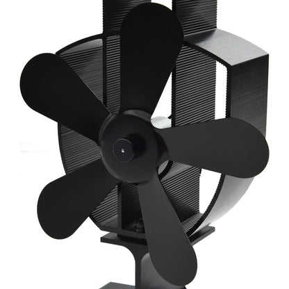 vidaXL Ofenventilator Wärmebetrieben 5 Blätter Schwarz