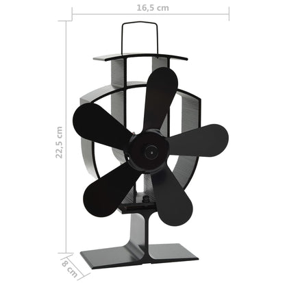 vidaXL Ofenventilator Wärmebetrieben 5 Blätter Schwarz