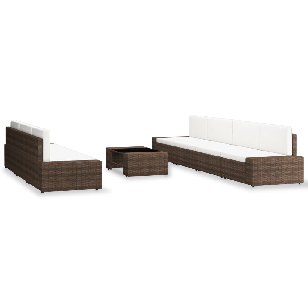 vidaXL 8-tlg. Garten-Lounge-Set Poly Rattan Braun