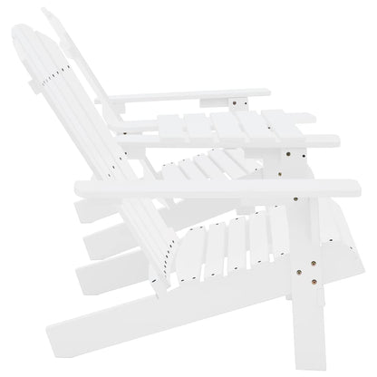 vidaXL Adirondack-Gartenstühle mit Tisch Massivholz Tanne Weiß