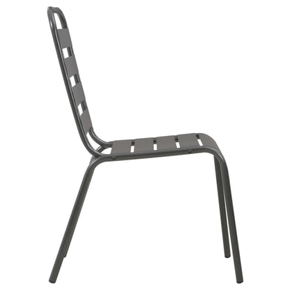 vidaXL Gartenstühle 4 Stk. Lattendesign Stahl Dunkelgrau