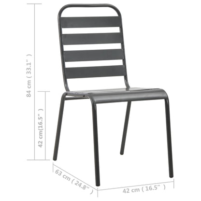 vidaXL Gartenstühle 4 Stk. Lattendesign Stahl Dunkelgrau