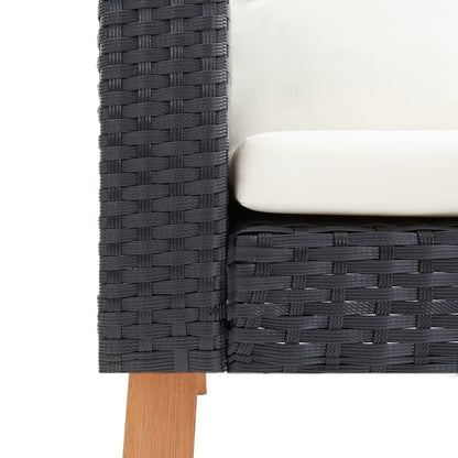 vidaXL 3-Sitzer-Gartensofa mit Auflagen Poly Rattan Schwarz